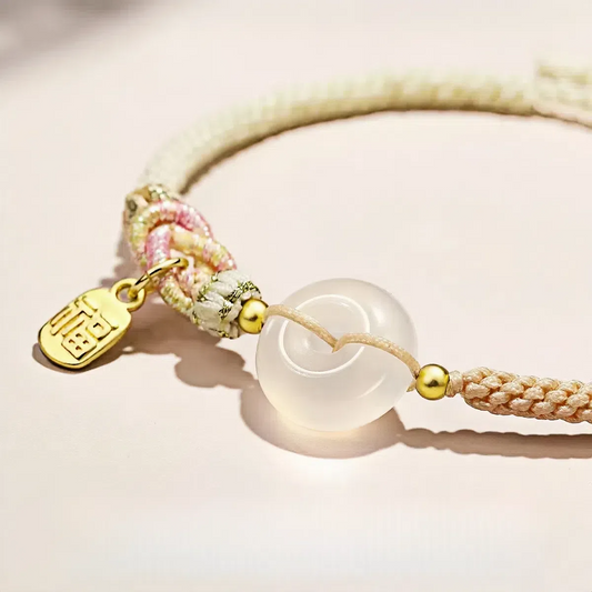 Natural white agate Ruyi Ping An clasp couple bracelet